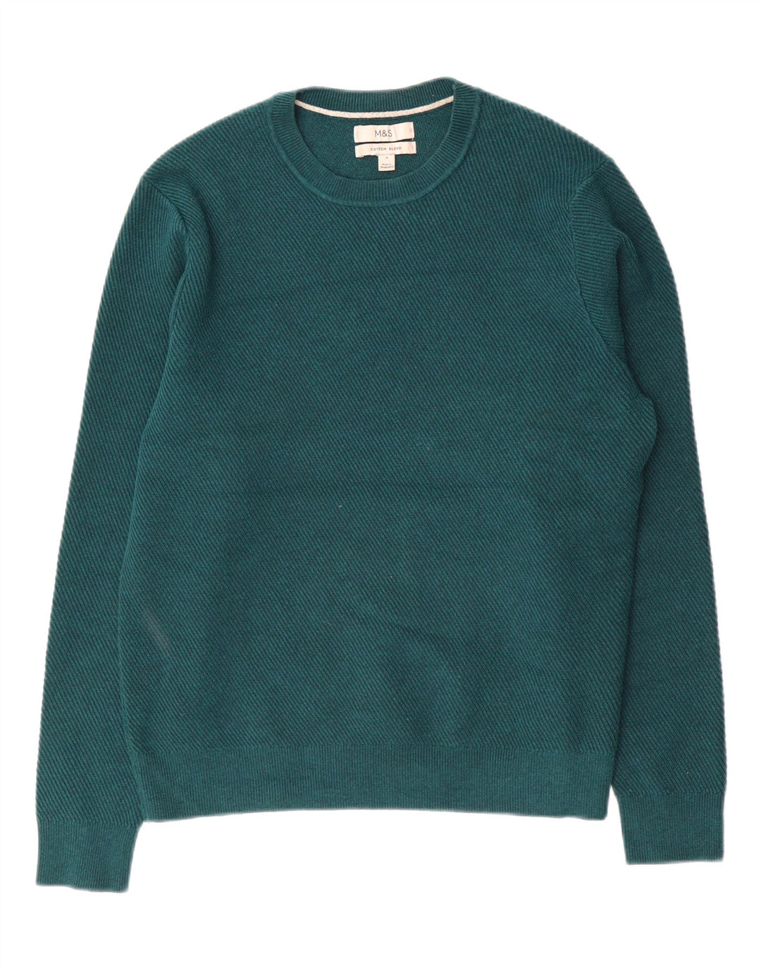 Marks & Spencer - Jersey de cuello redondo para hombre, talla pequeña, algodón verde