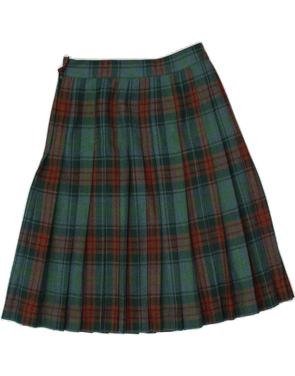 PIERRE CARDIN Falda plisada para mujer IT 42 Medium W26 Lana a cuadros verde