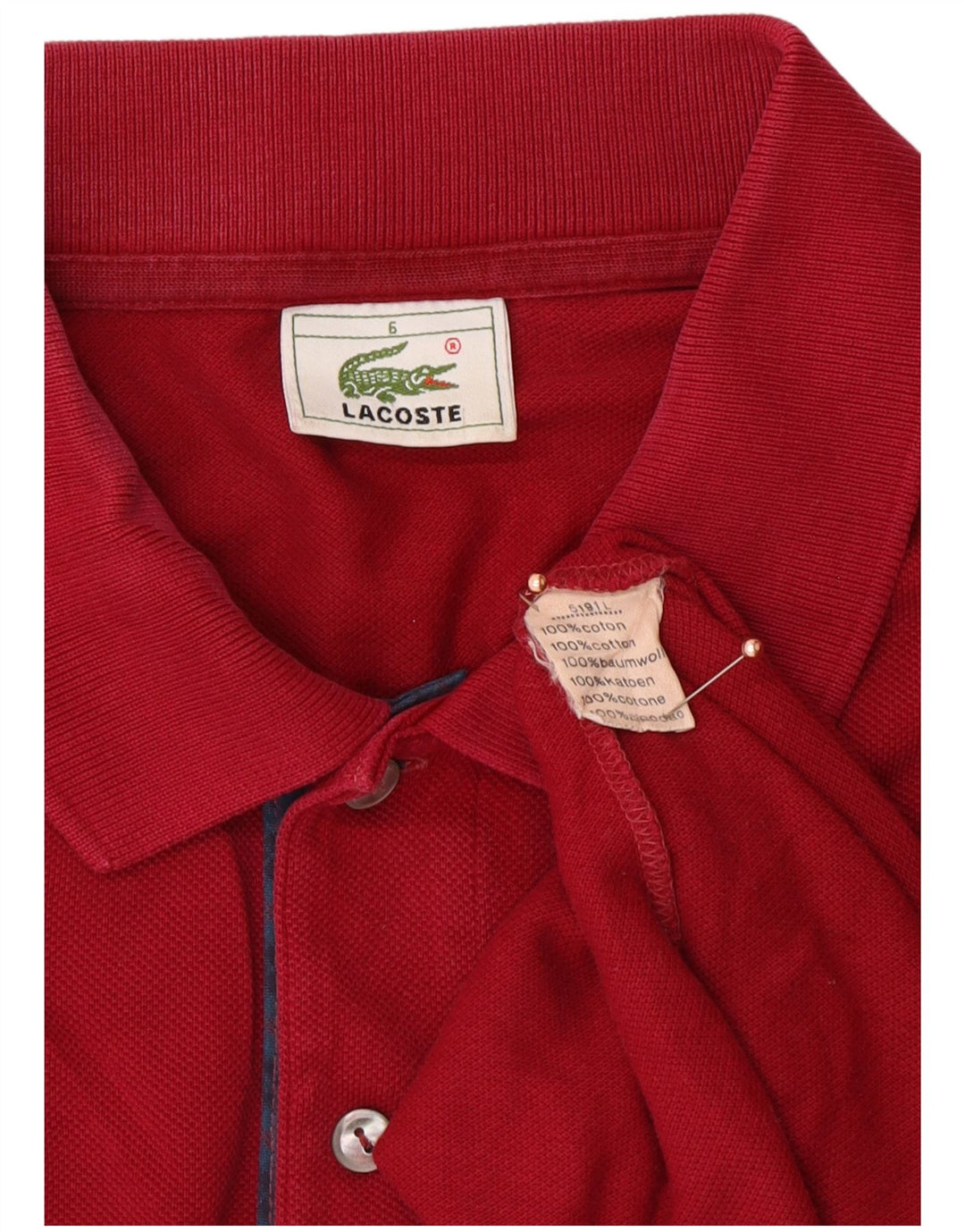 LACOSTE Polo para hombre Talla 6 XL Algodón rojo