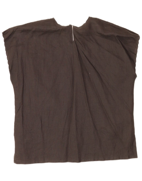 Umberto Severi Blusa para Mujer Top UK 40 Mediano Lino Floral Negro