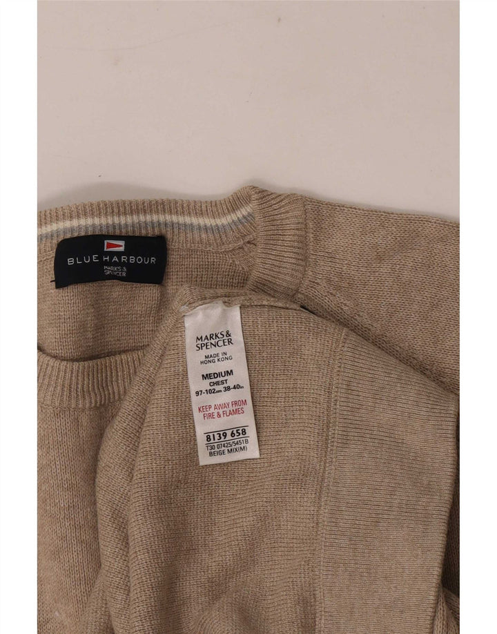 Marks & Spencer Jersey de Cuello Redondo Azul Harbor para Hombre Beige Medio