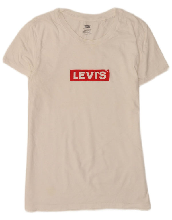 Levi's Camiseta gráfica para mujer Top UK 8 Small White Cotton