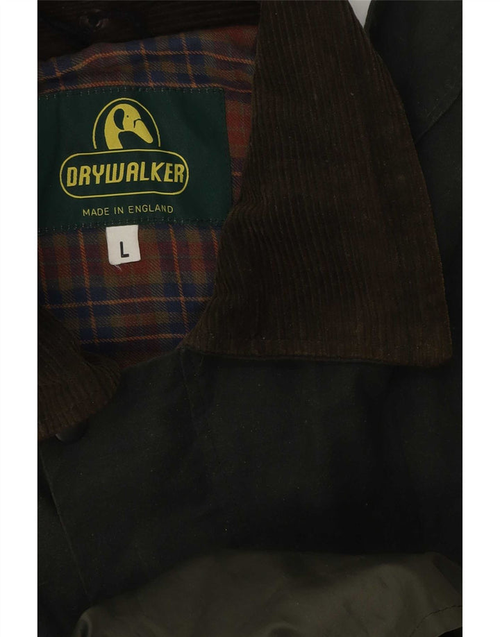 Vintage hombres encerado chaqueta de algodón Reino Unido 40 verde grande