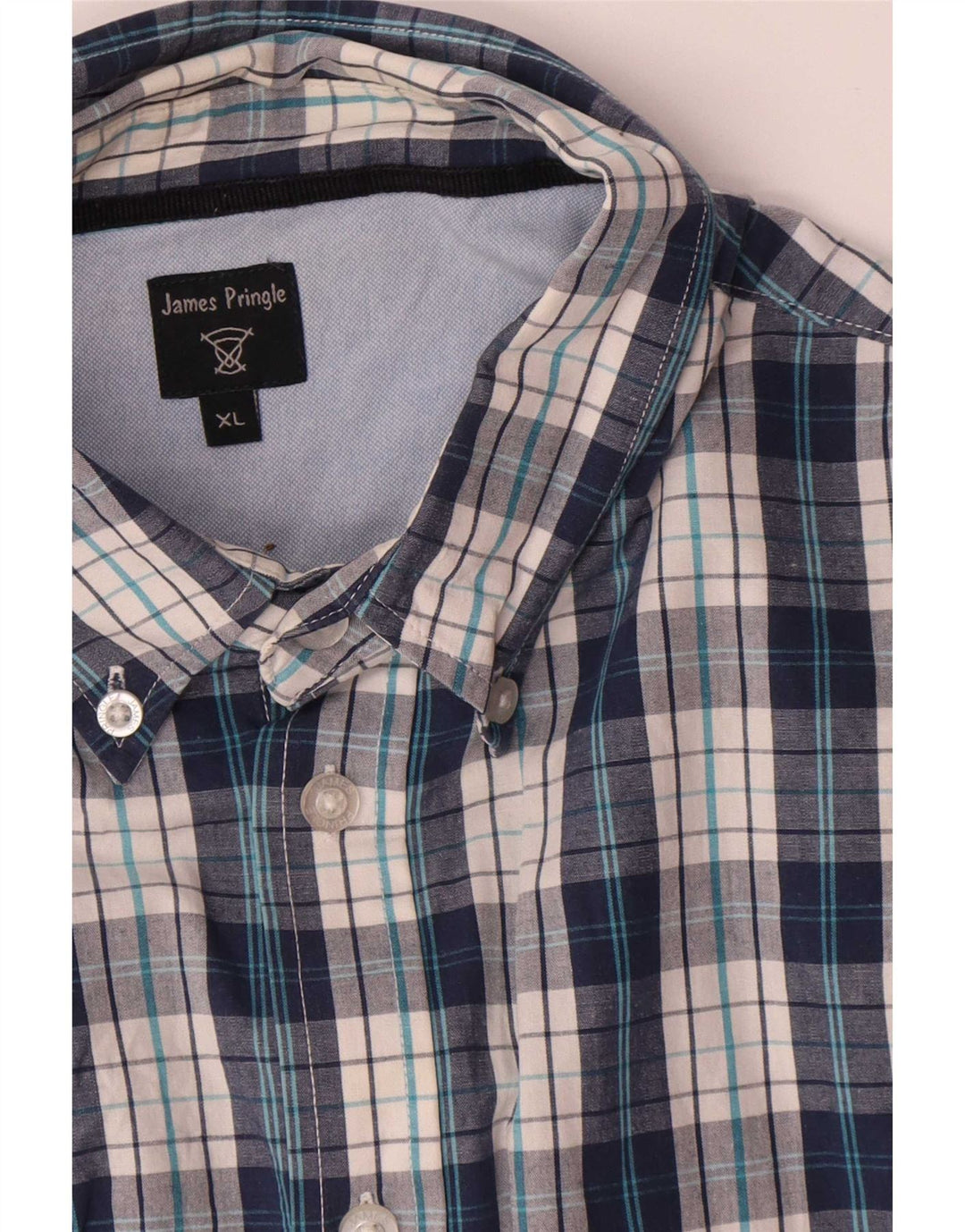 James Pringle Camisa para hombre XL Algodón a cuadros azules