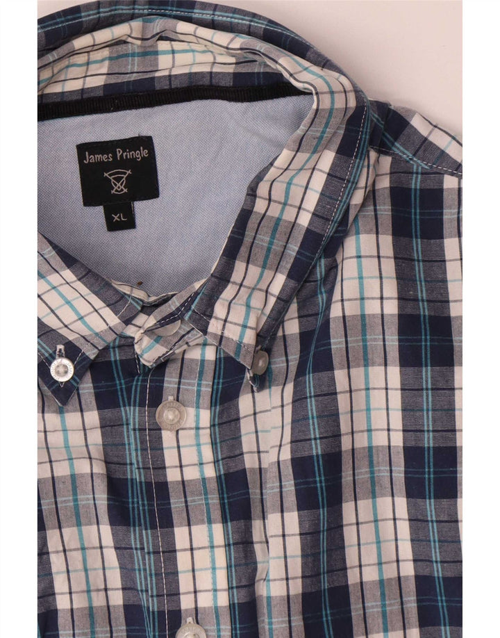 James Pringle Camisa para hombre XL Algodón a cuadros azules