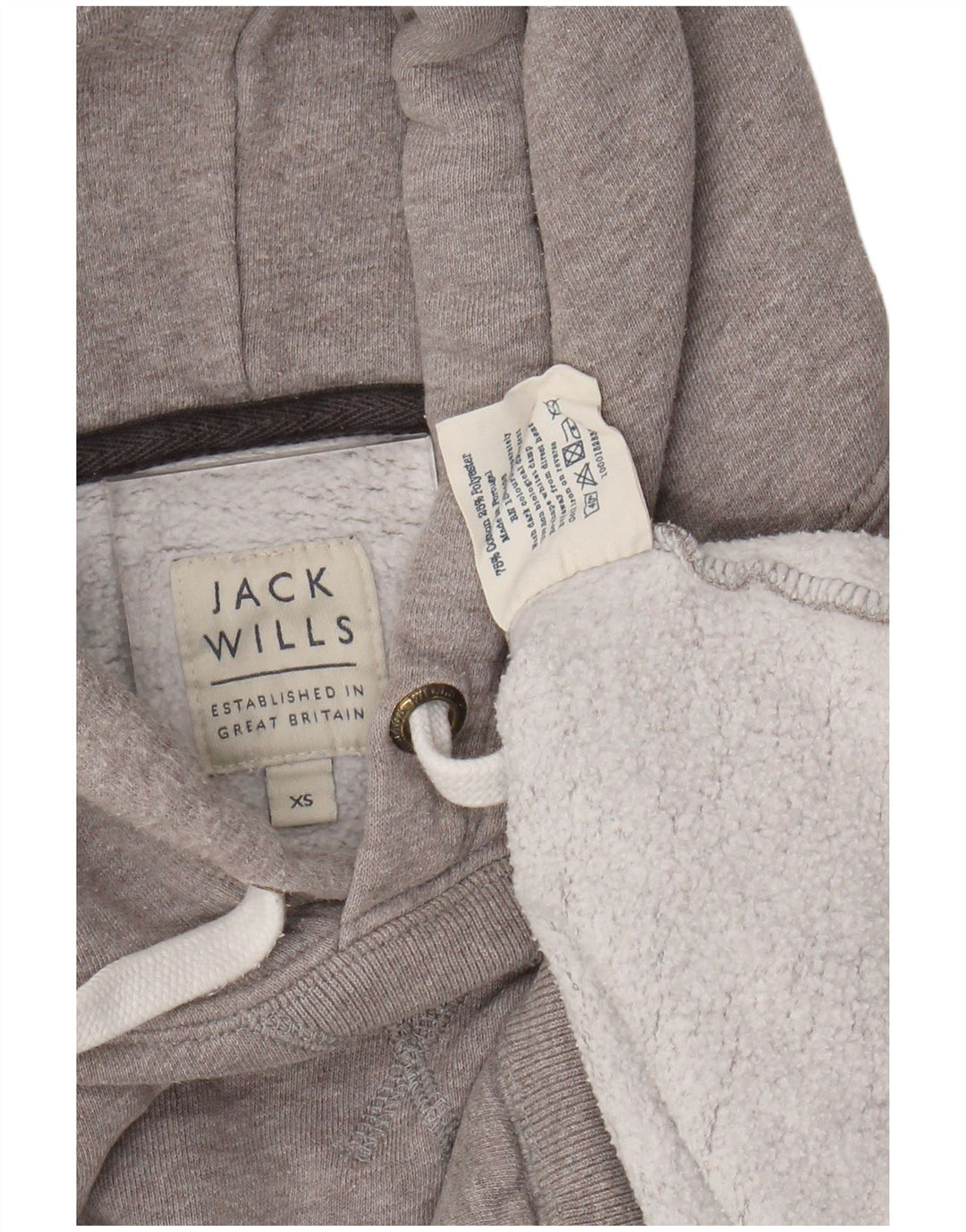 JACK WILLS Jersey con capucha extragrande gráfico para mujer UK 6 XS Algodón gris