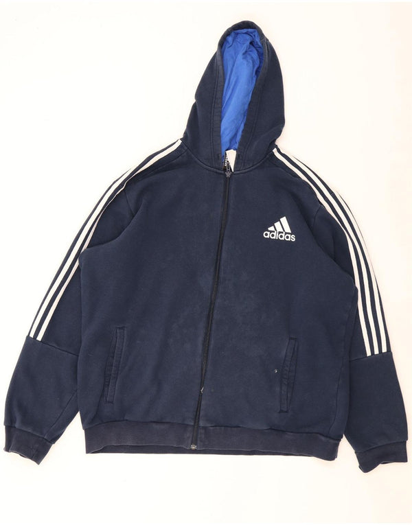 Adidas - Sudadera con capucha y cremallera para hombre, talla 2XL, algodón azul marino
