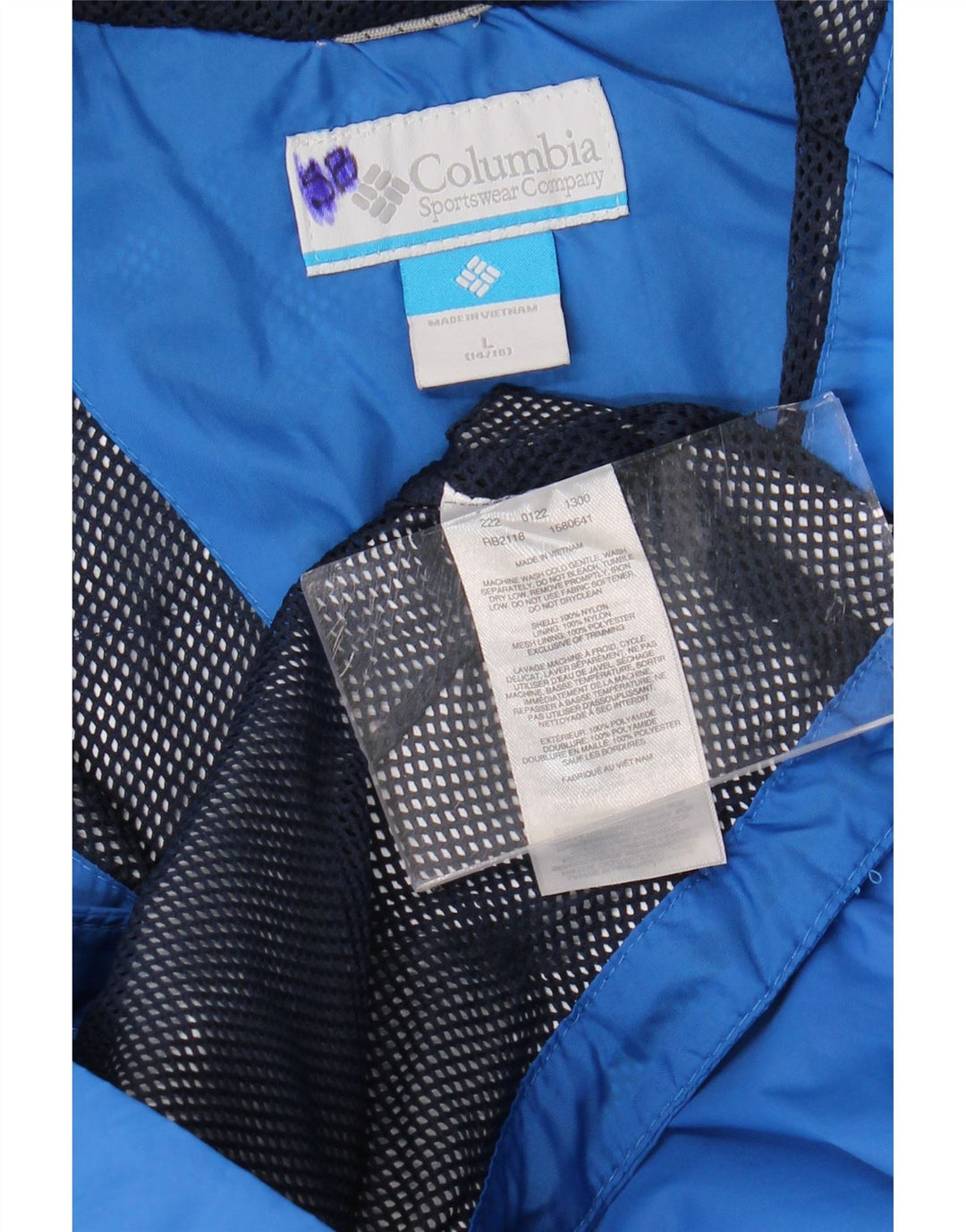 Columbia Chaqueta impermeable con capucha Omni-Tech para niños 14-15 años Grande Nylon azul