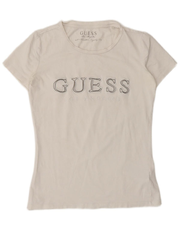 Guess Camiseta gráfica para mujer Top UK 6 XS Algodón blanco