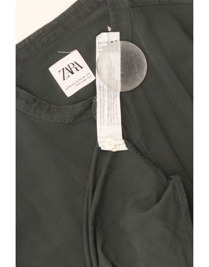 Zara Hombre Camisa XL Caqui Algodón