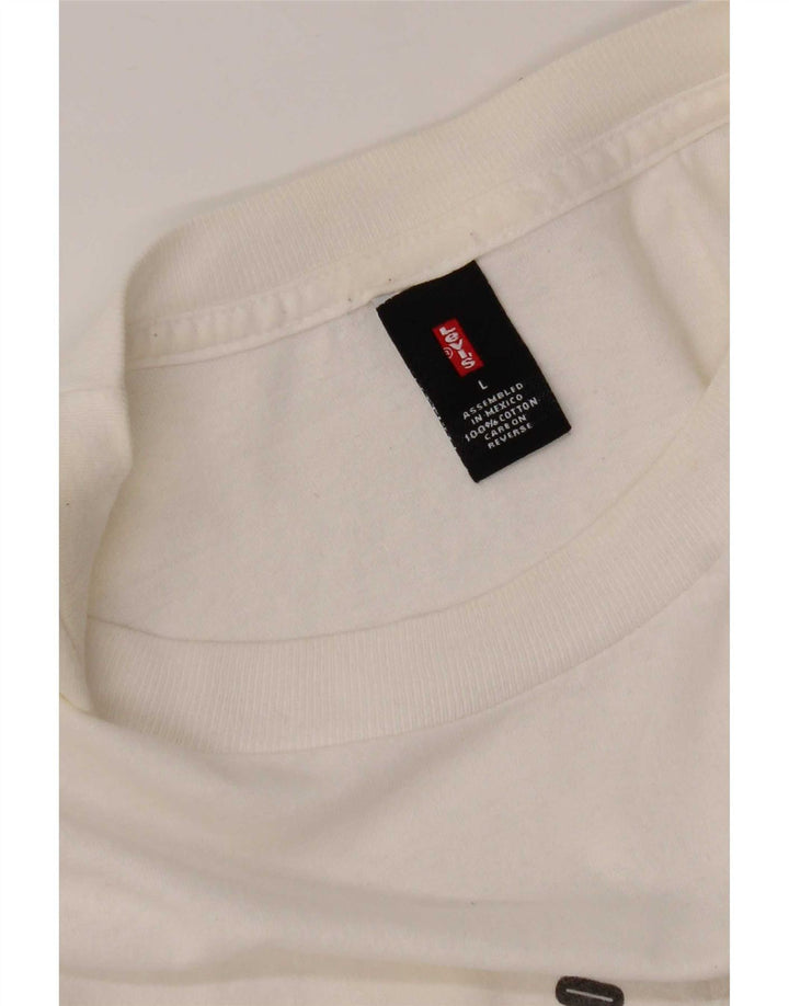 Levi's Camiseta gráfica para hombre Top grande de algodón blanco