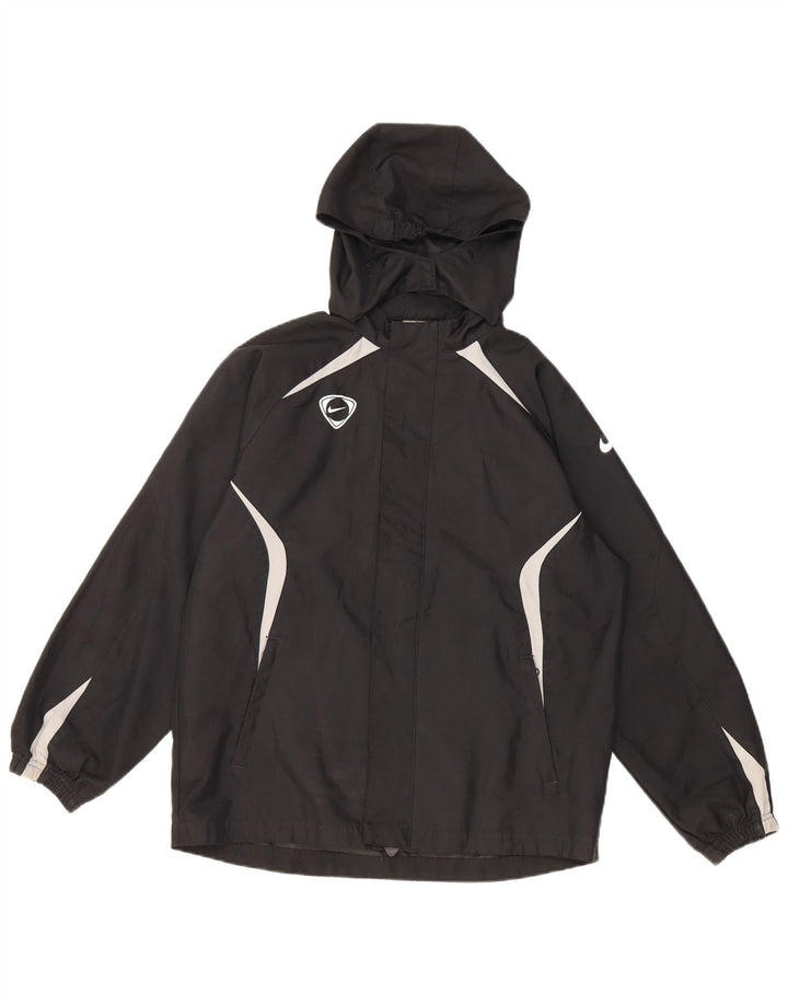 NIKE Chubasquero con capucha para niños 12-13 años Grande Negro Colorblock Poliéster