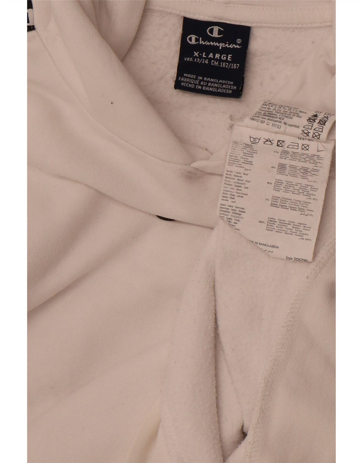 CHAMPION Jersey con capucha gráfica para niños 13-14 años XL Bloque de color blanco