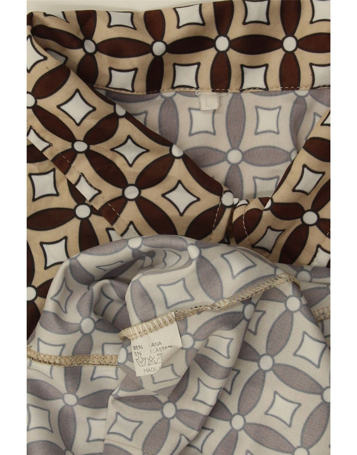 VINTAGE Camisa de mujer Reino Unido 16 Lana geométrica beige grande