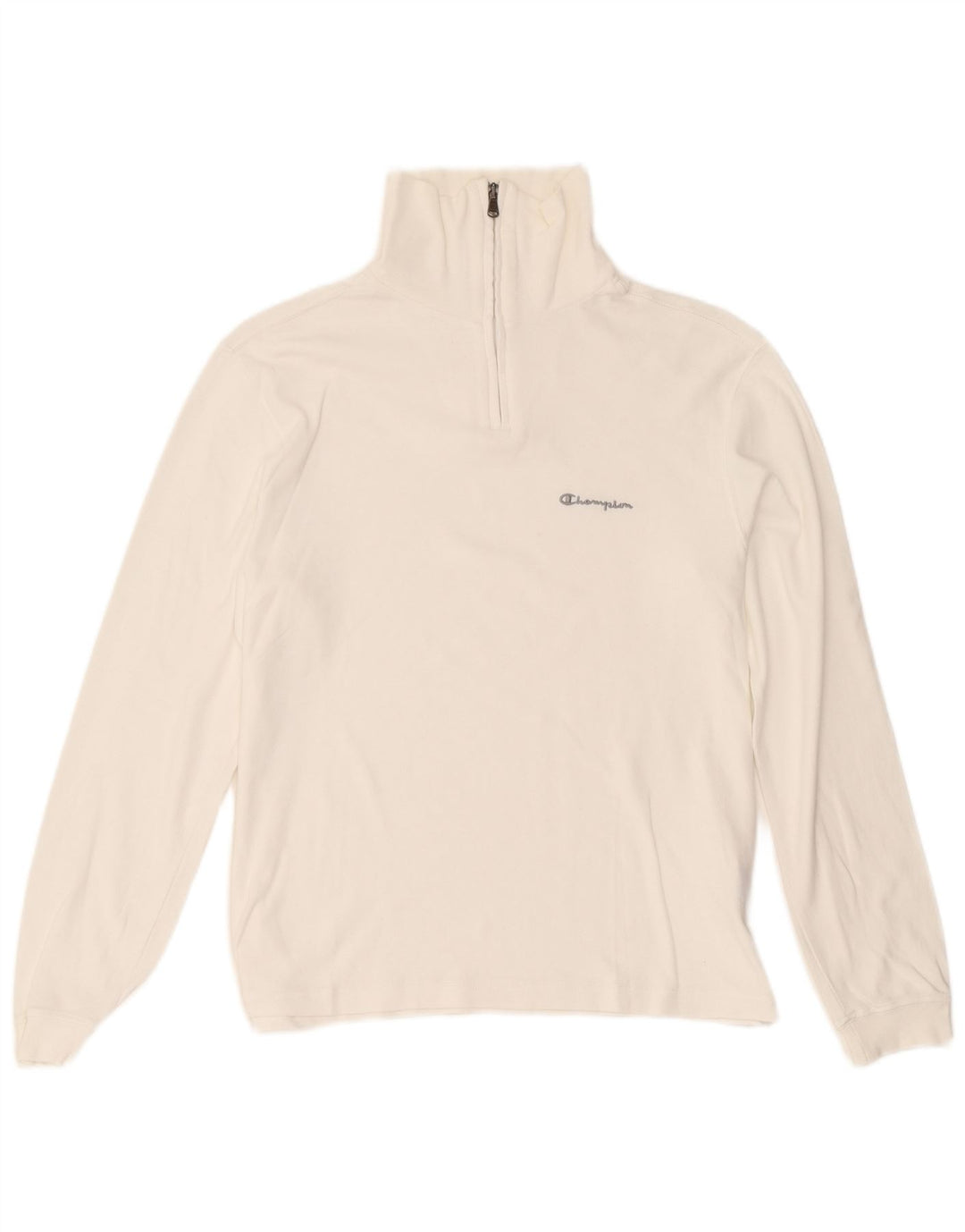 Champion Top con cuello y cremallera para mujer, manga larga, UK 44, algodón blanco mediano