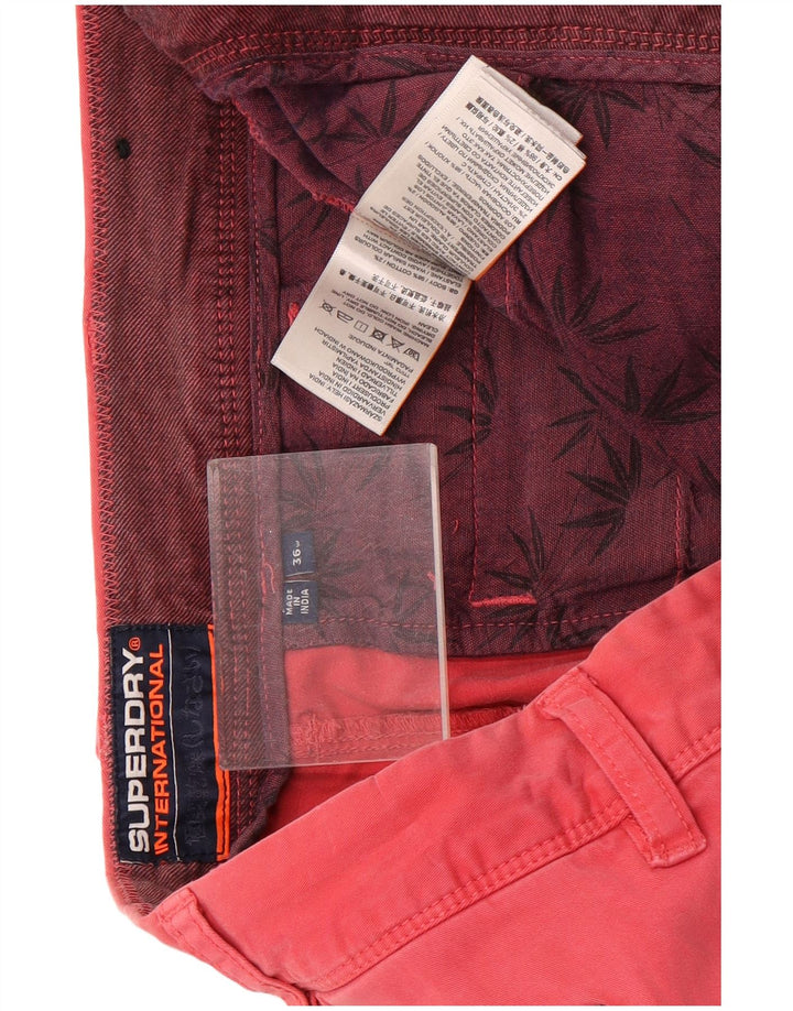 Superdry Pantalones cortos chinos para hombre W36 Large Pink Cotton