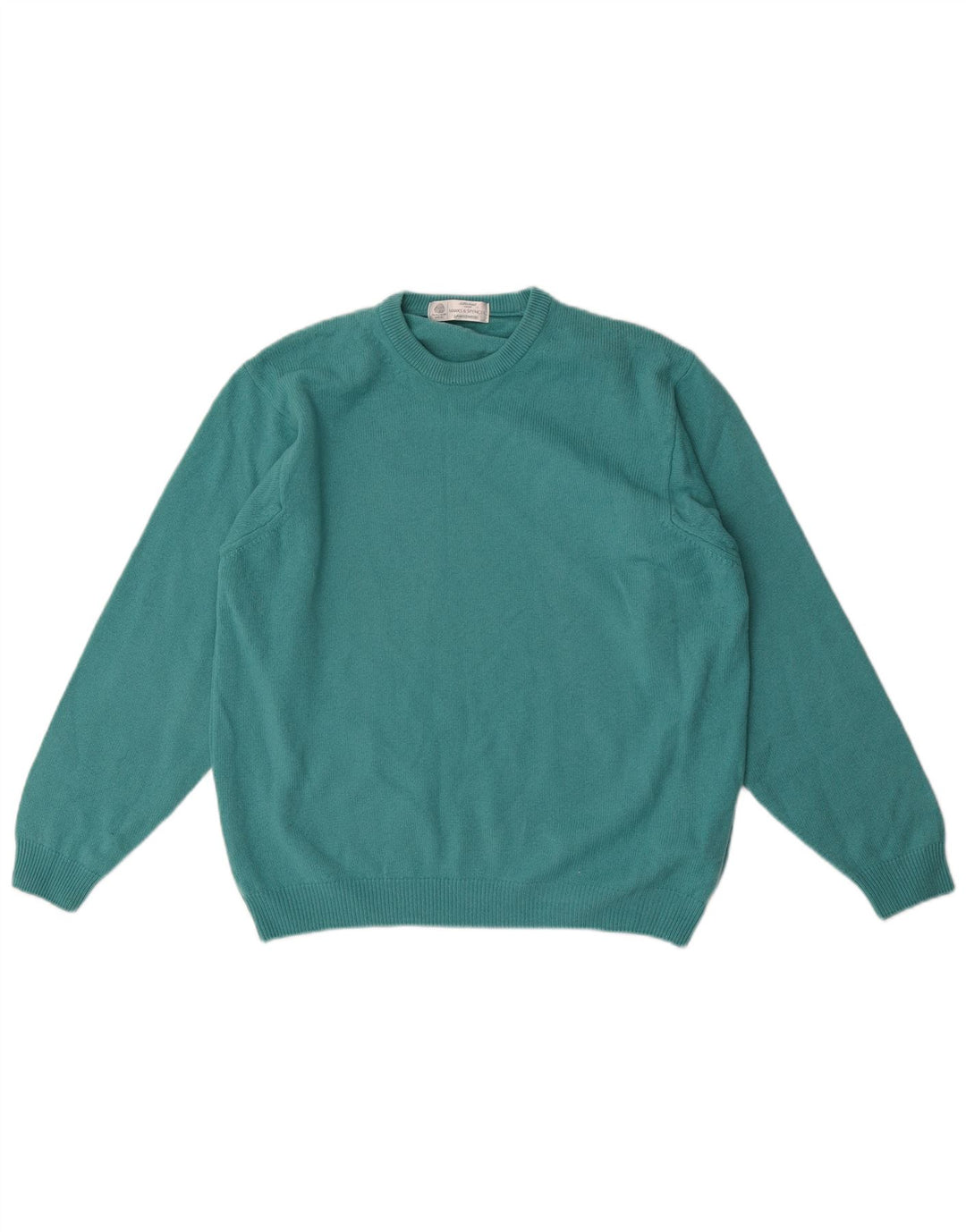 Marks & Spencer Jersey de cuello redondo para hombre, de lana virgen, color azul pequeño