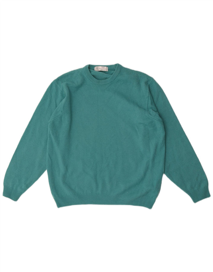 Marks & Spencer Jersey de cuello redondo para hombre, de lana virgen, color azul pequeño