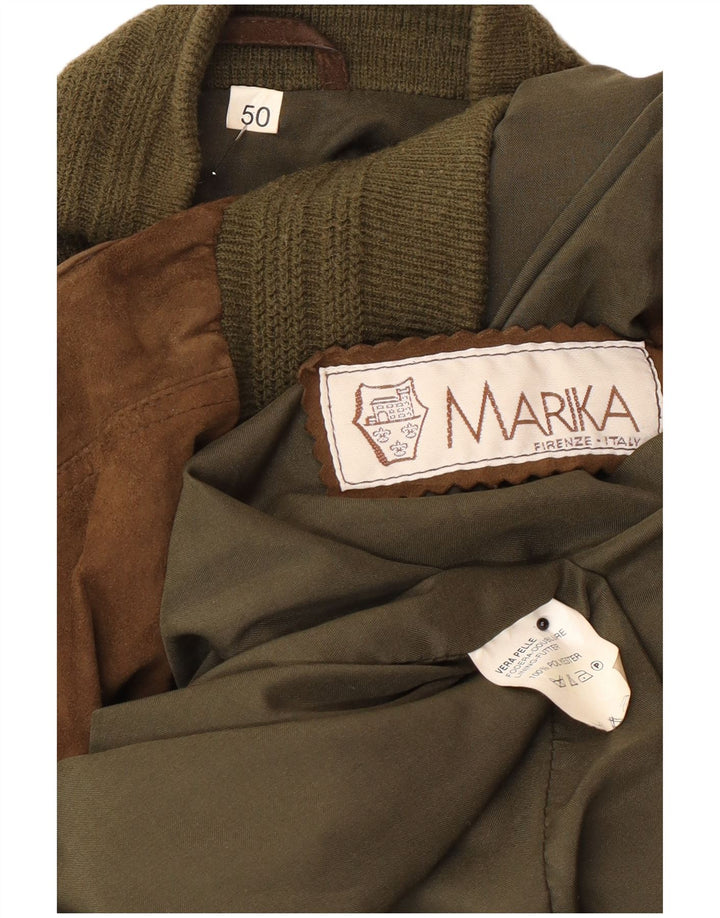 Vintage hombres ante bomber chaqueta IT 50 cuero marrón grande