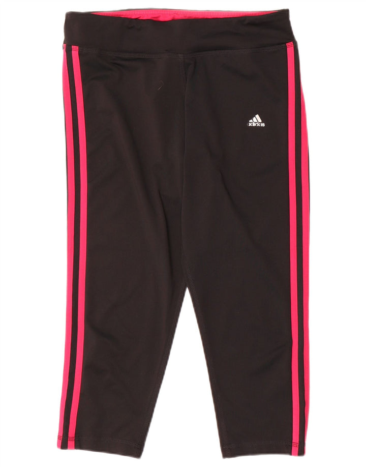Adidas Mujer Climalite Capri Leggings Reino Unido 12/14 Mediano Negro Poliéster