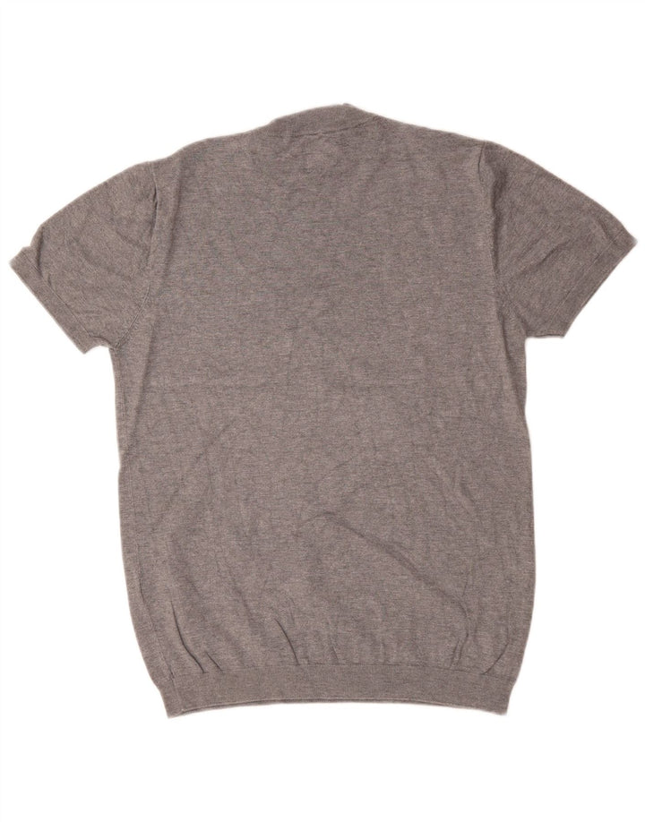 Zara Hombre Jersey Manga Corta Cuello Alto Viscosa Gris Medio