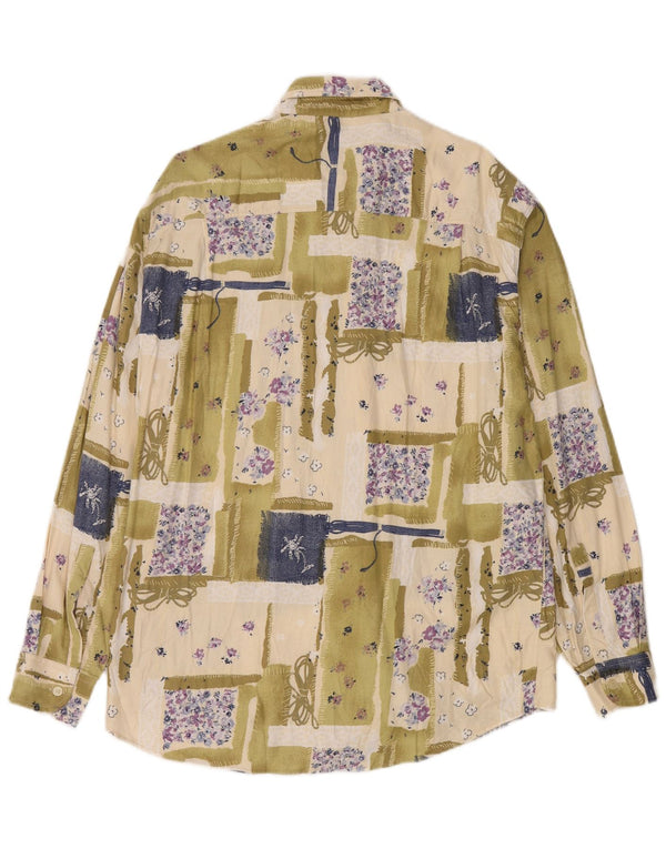 Camisa Azzurra para hombre Rayón verde patchwork grande