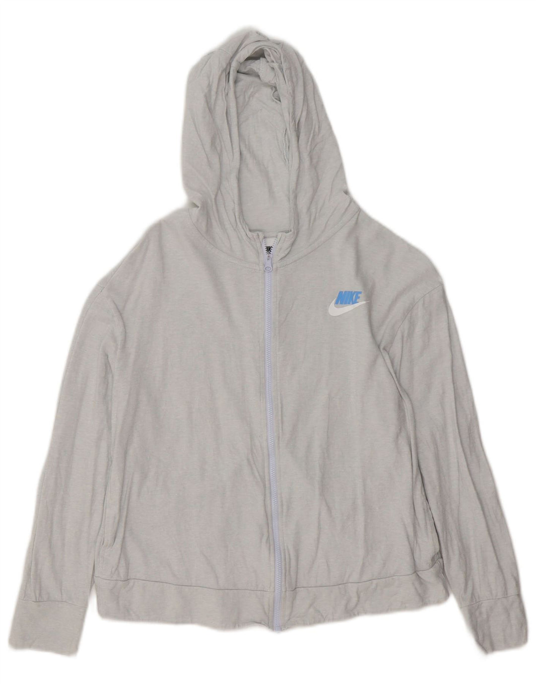 NIKE Sudadera con capucha y cremallera para niñas 13-14 años XL Gris Algodón