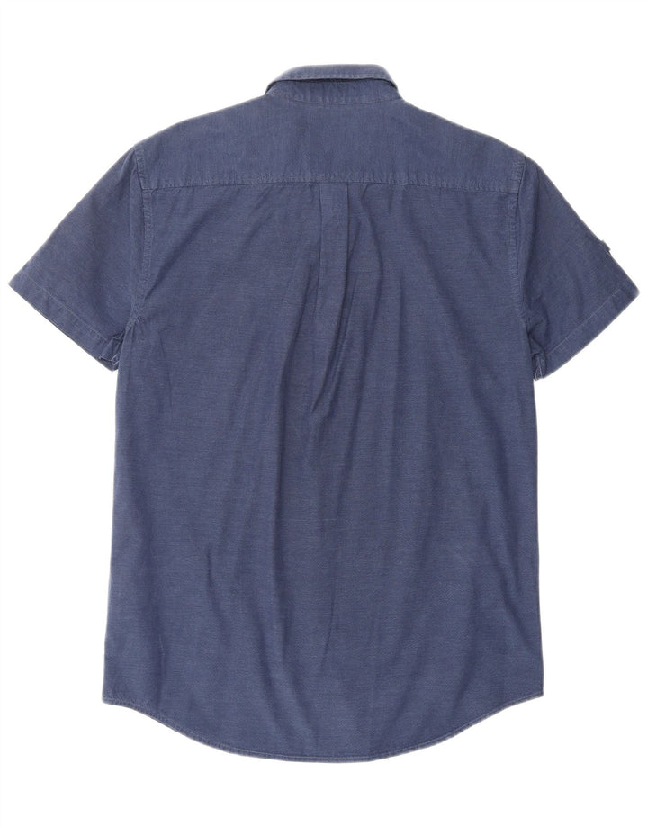 SUPERDRY Camisa de manga corta de corte regular para hombre de algodón azul marino medio