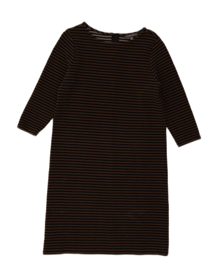 LAURA ASHLEY Vestido recto de manga 3/4 para mujer UK 42 Medio Beige Rayas