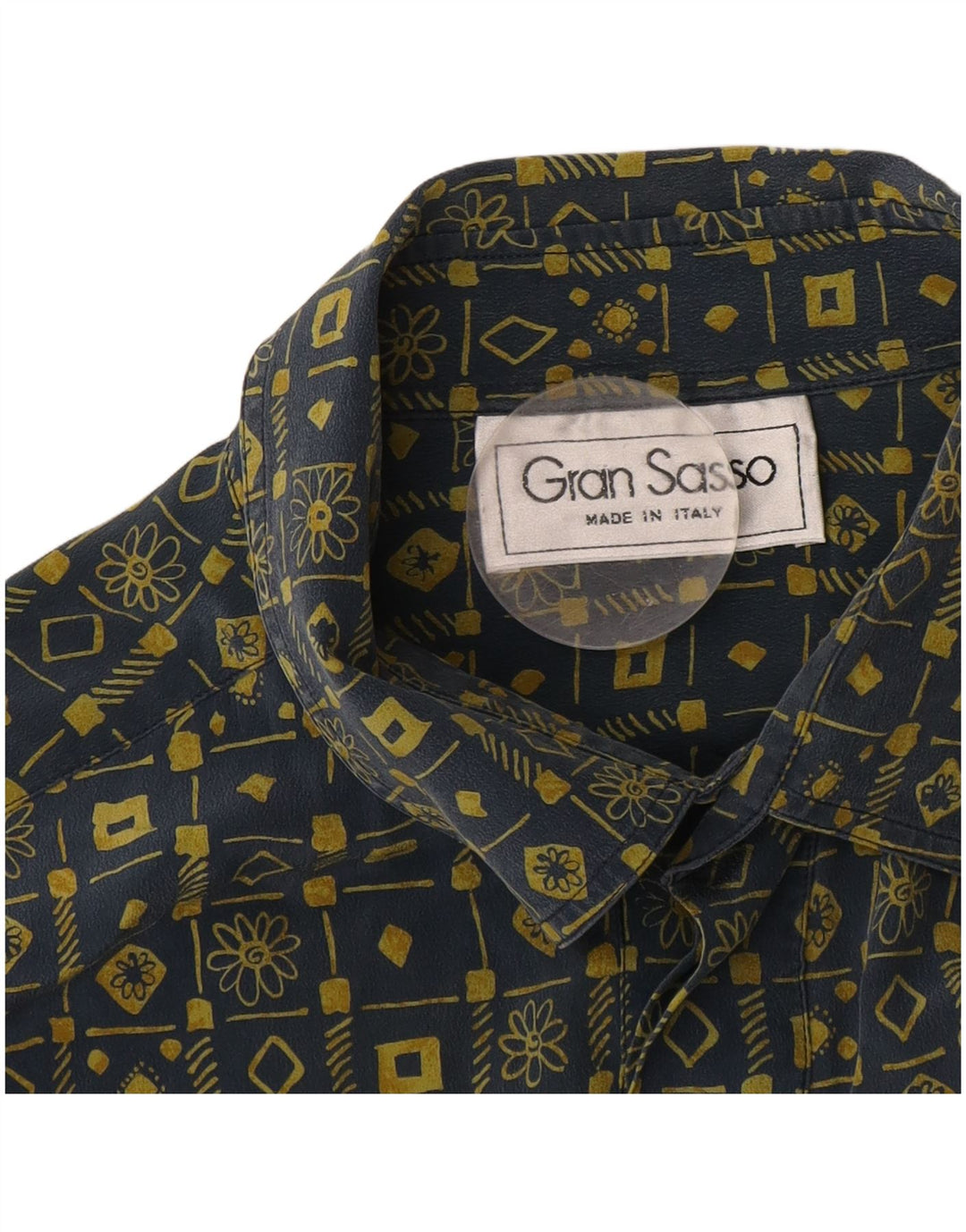 Gran Sasso Camisa tipo jersey de manga corta para hombre, grande, azul marino, geométrico