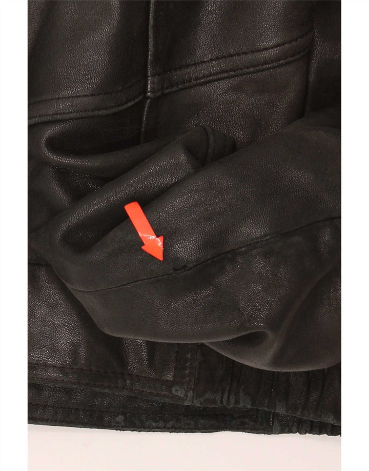Italo Chaqueta de cuero para hombre Reino Unido 40 Grande Negro