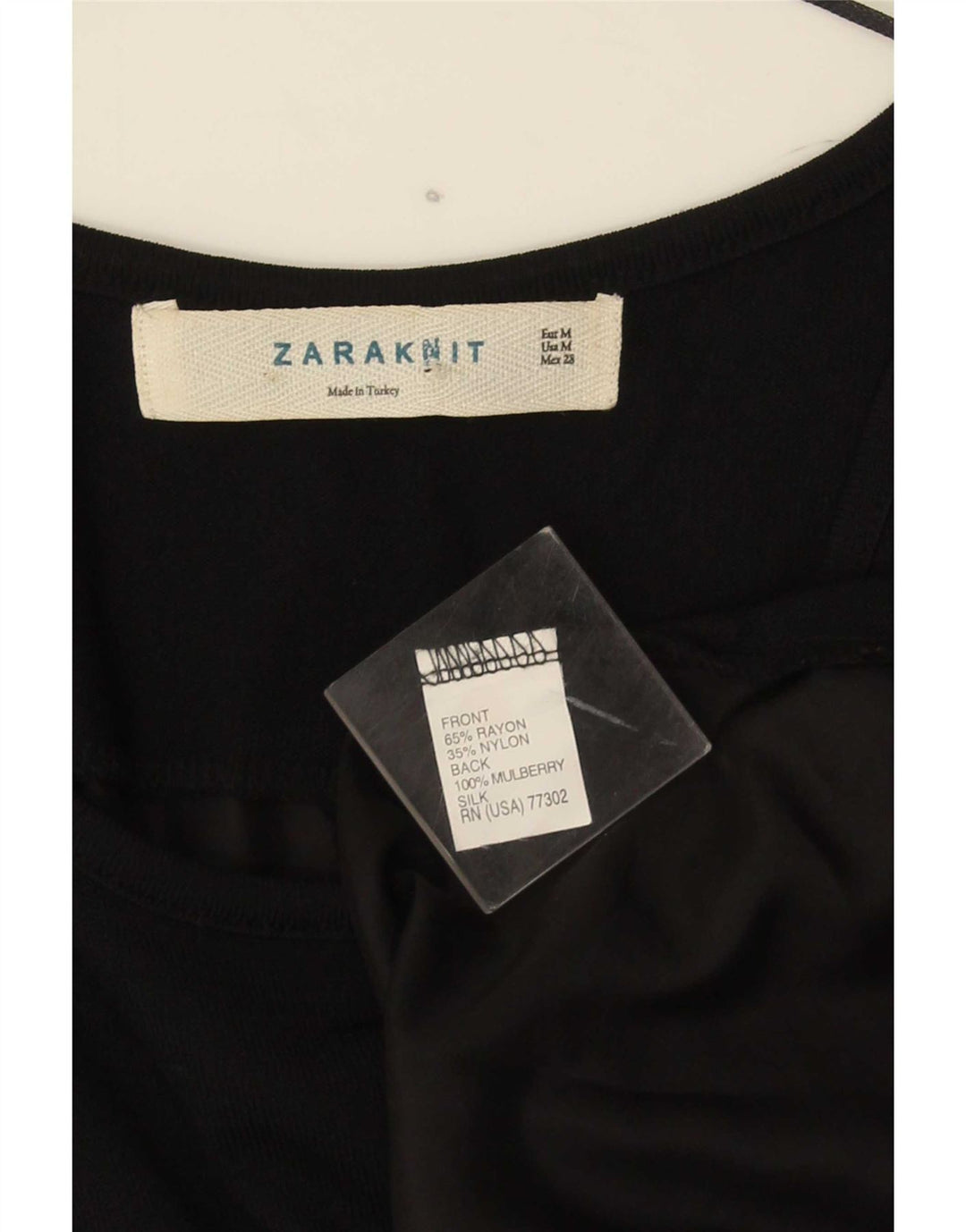 Zara Top tipo túnica sin mangas para mujer UK 12 Medium Black Rayon