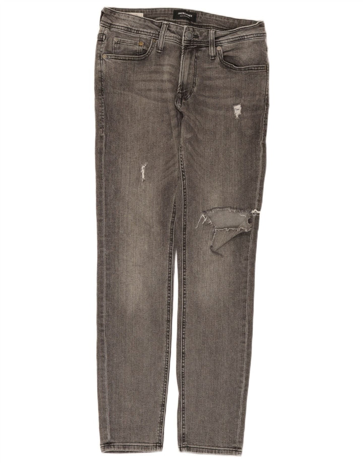 JACK & JONES Vaqueros ajustados desgastados para hombre W30 L30 Algodón gris