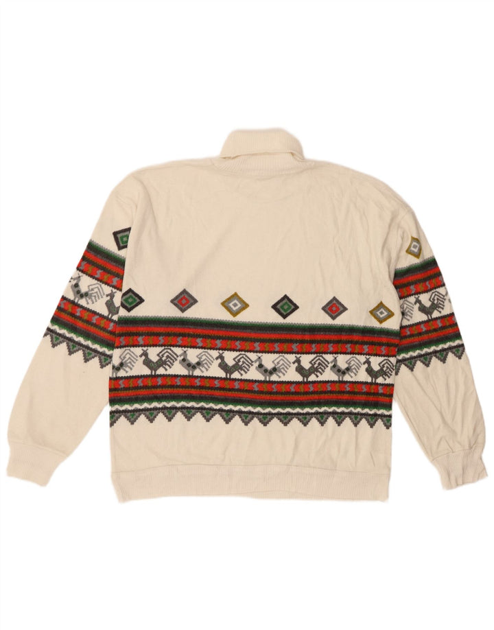 Vintage mujer rollo cuello jersey suéter IT 44/46 medio blanco poliacrílico