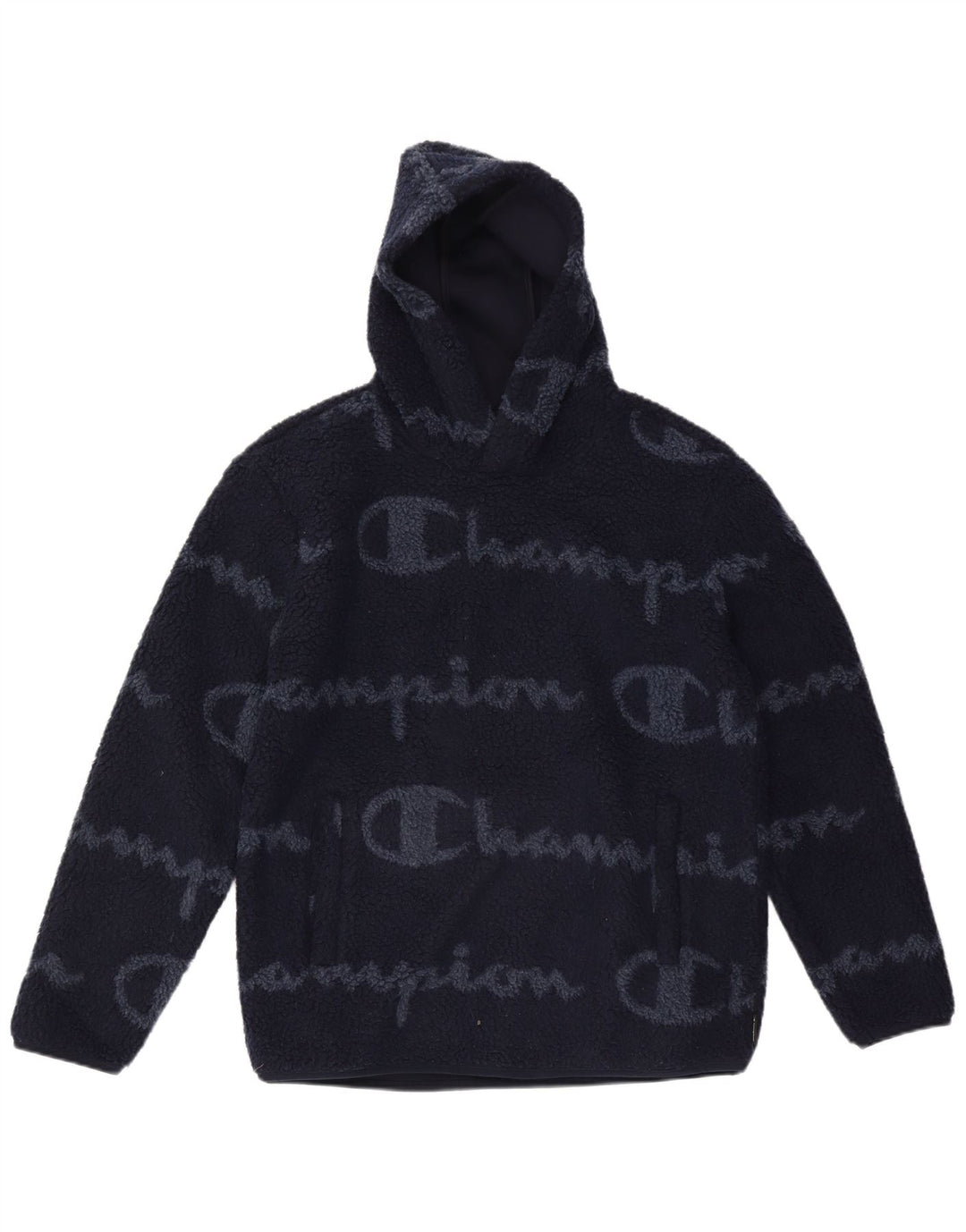 Champion Jersey de forro polar con capucha y gráfico para hombre Poliéster azul marino mediano