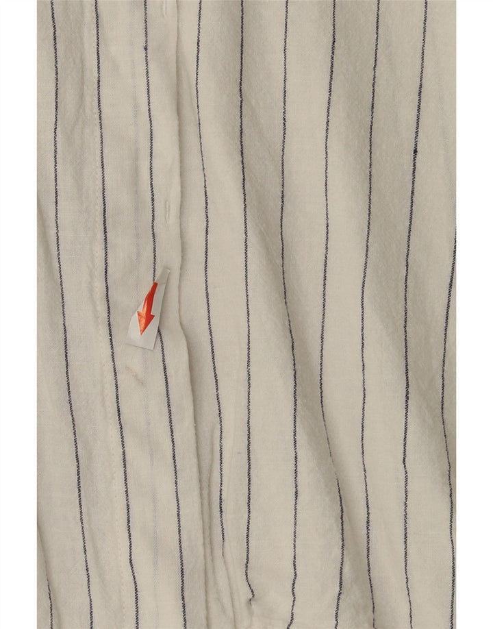 Zara Camisa Larga Extragrande De Mujer UK 10 Small White Pinstripe
