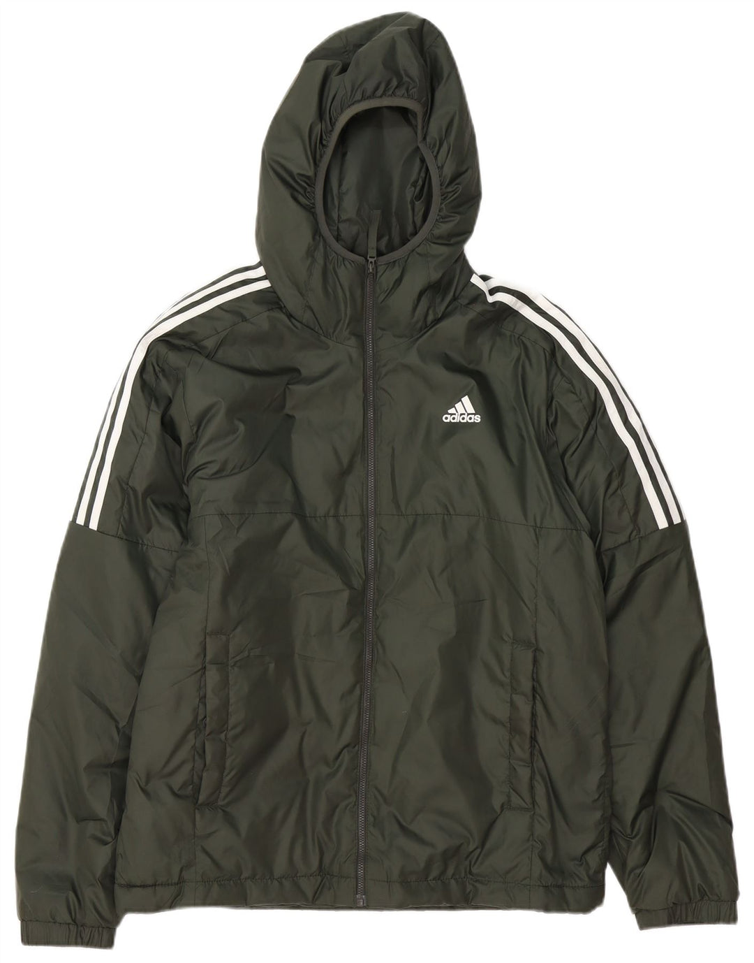Adidas Chaqueta acolchada con capucha para hombre UK 38 Poliéster verde medio