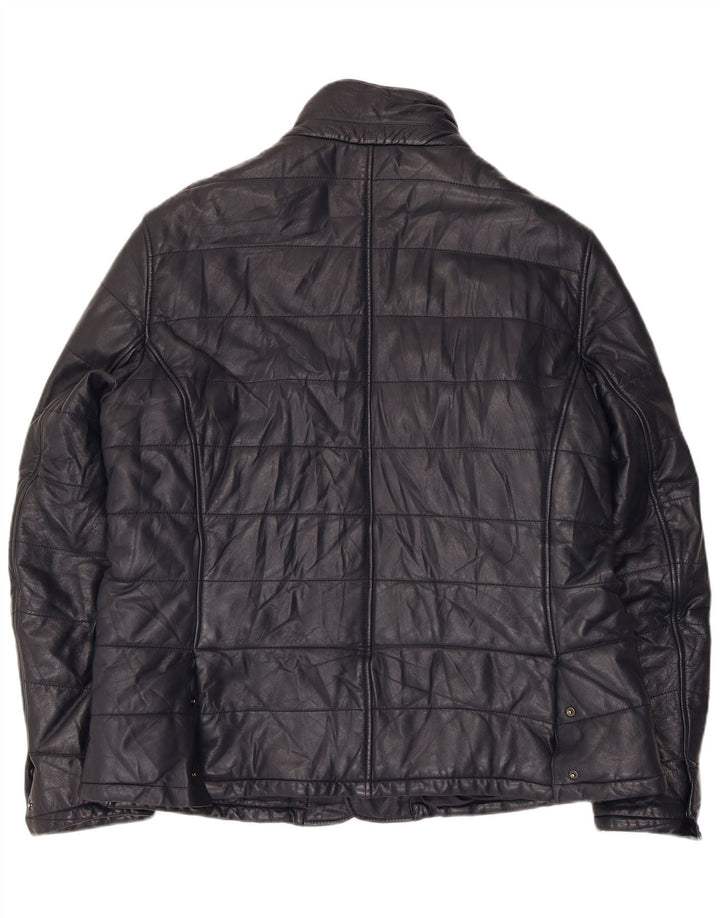 Desiree Chaqueta Bomber de Cuero para Mujer UK 18 XL Cuero Azul Marino