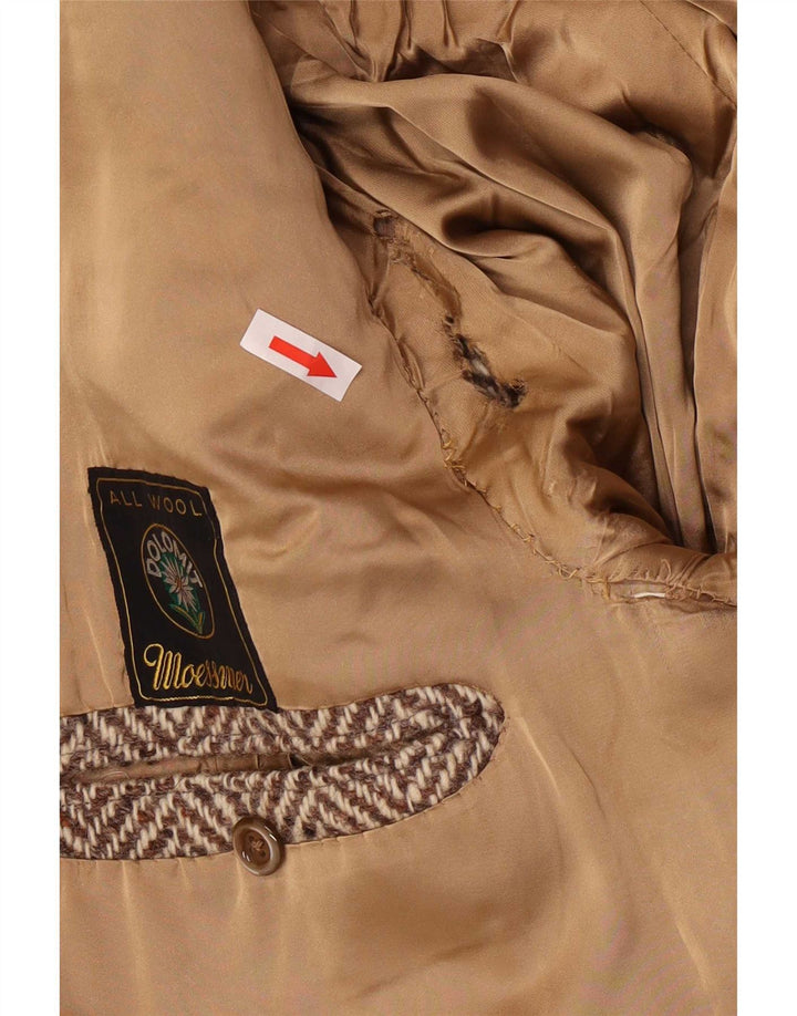 Moessmer Abrigo para hombre UK 42 XL Lana en espiga marrón