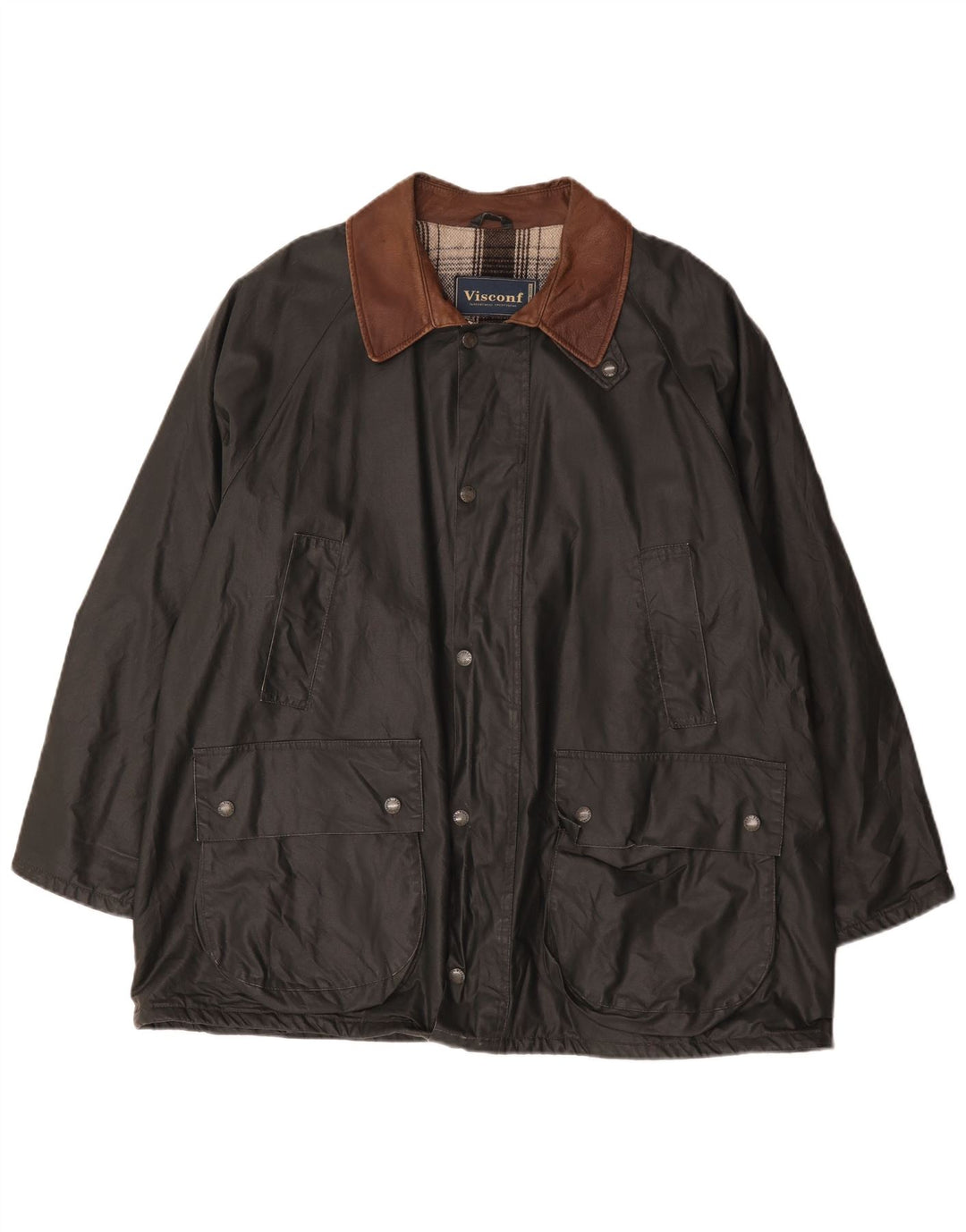 Visconf Chaqueta de algodón encerado para hombre IT 52 XL Algodón verde