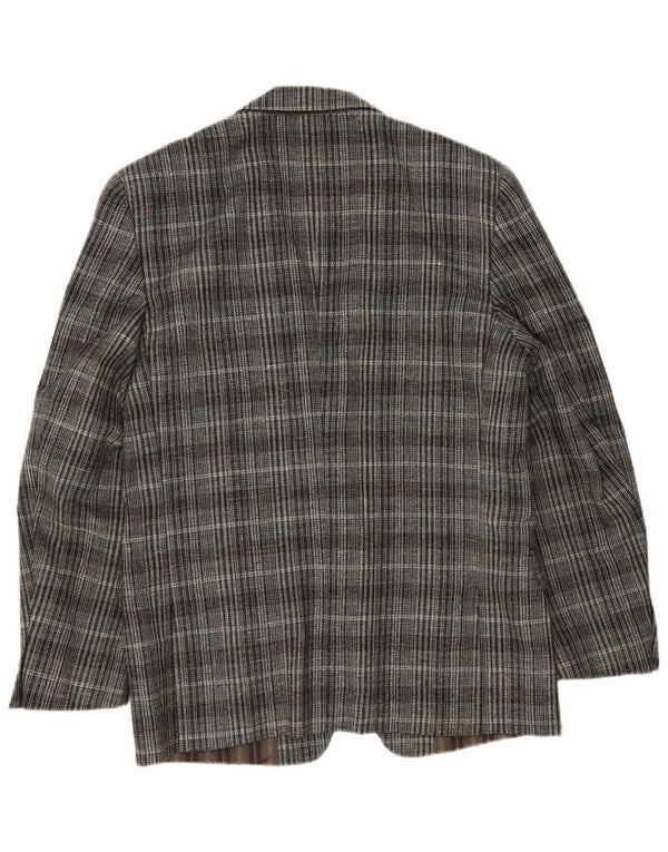 Vintage hombres 2 botones Blazer chaqueta Reino Unido 38 cheque gris medio