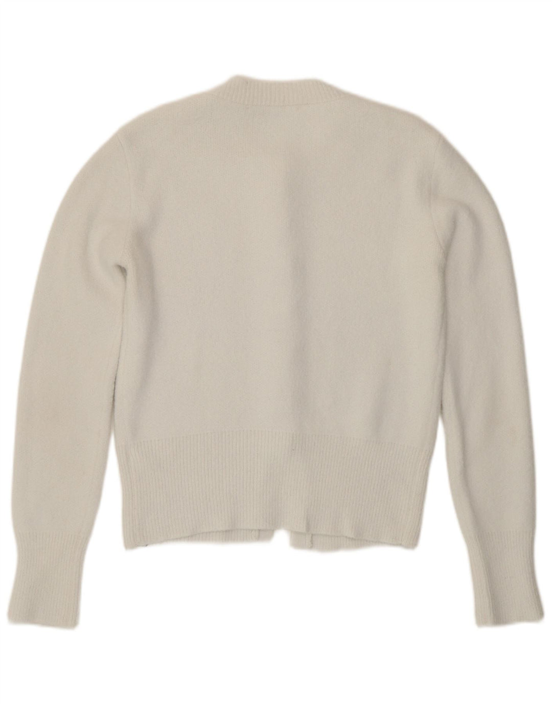 Zara Mujer Cárdigan Suéter UK 12 Medio Blanco Poliamida