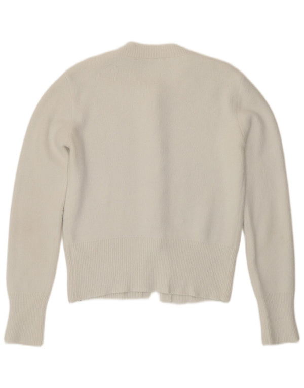 Zara Mujer Cárdigan Suéter UK 12 Medio Blanco Poliamida