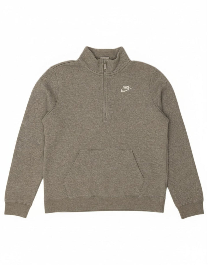 Nike Sudadera extragrande con cuello y cremallera para mujer UK 10 Small Grey Flecked