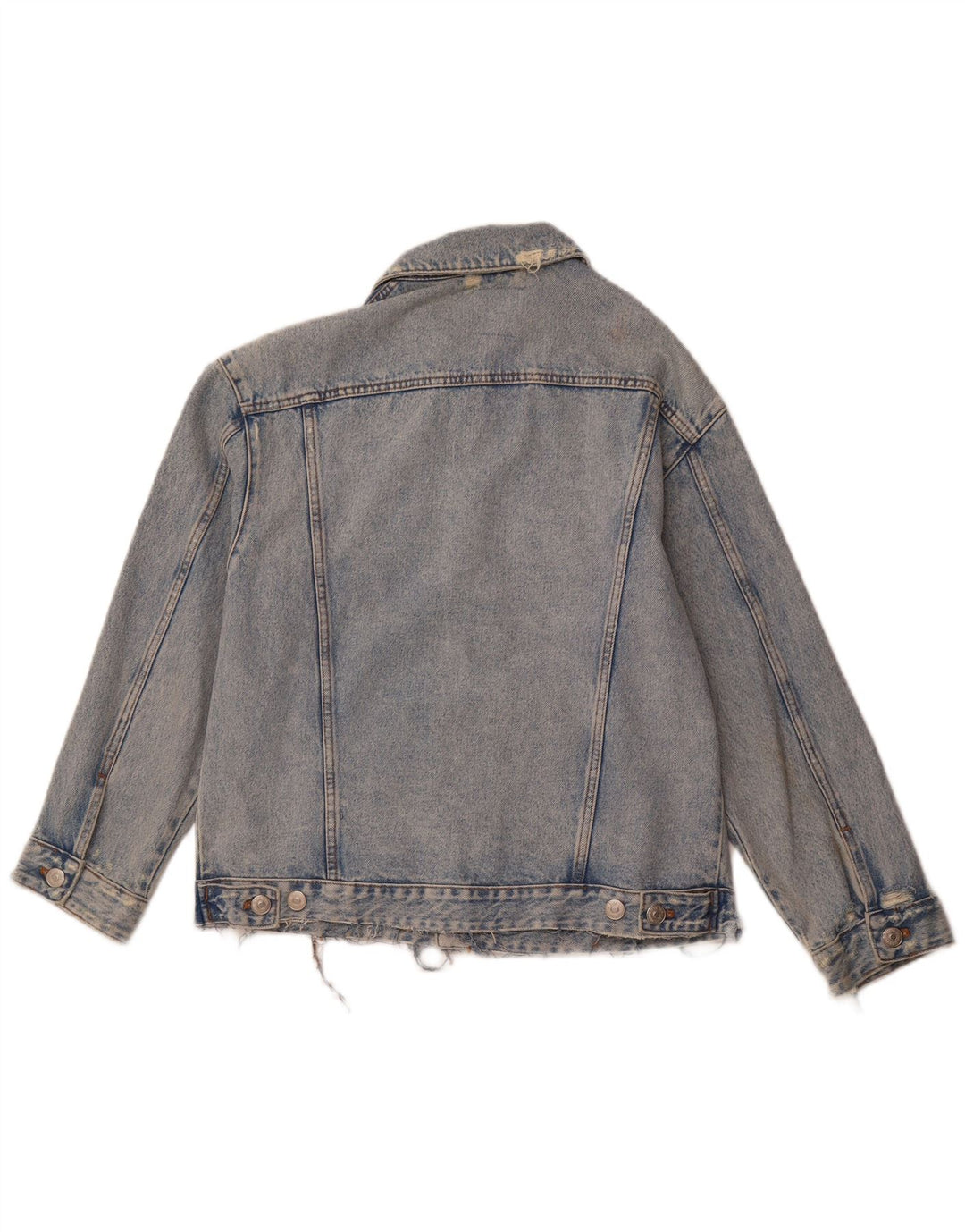 ZARA Hombre Chaqueta Vaquera Desgastada UK 38 Algodón Azul Medio