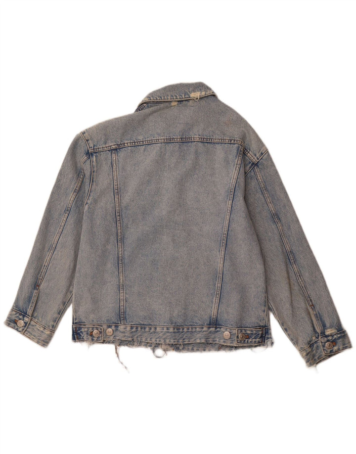 ZARA Hombre Chaqueta Vaquera Desgastada UK 38 Algodón Azul Medio