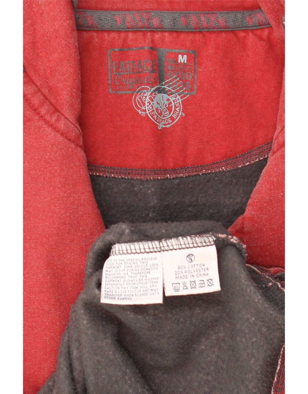 Sudadera con capucha y cuello con cremallera para hombre Fat Face Jersey de algodón granate mediano
