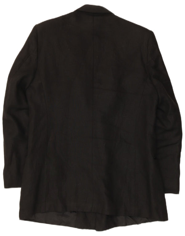 Vintage Mens Double Breasted Blazer Jacket UK 38 Medium Black Linen