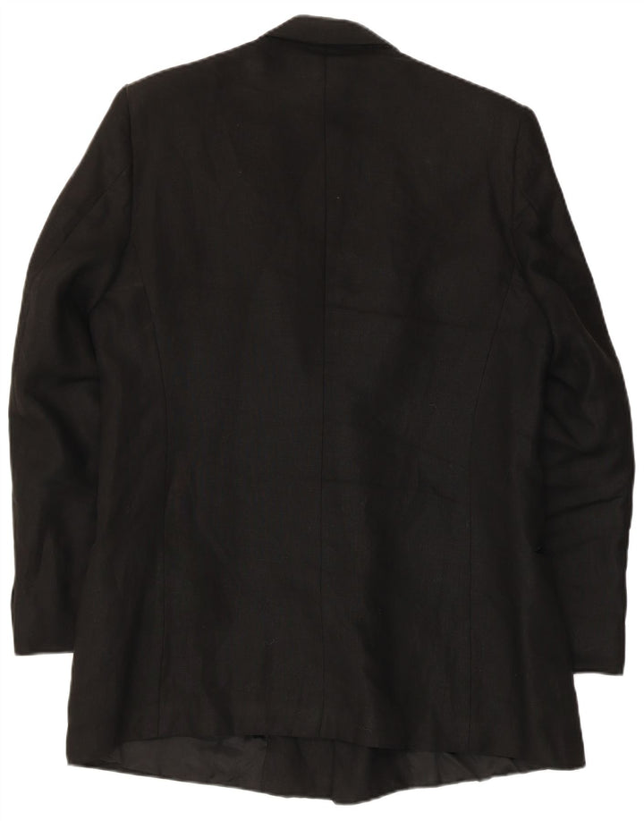 Vintage hombres doble pecho Blazer chaqueta Reino Unido 38 lino negro medio