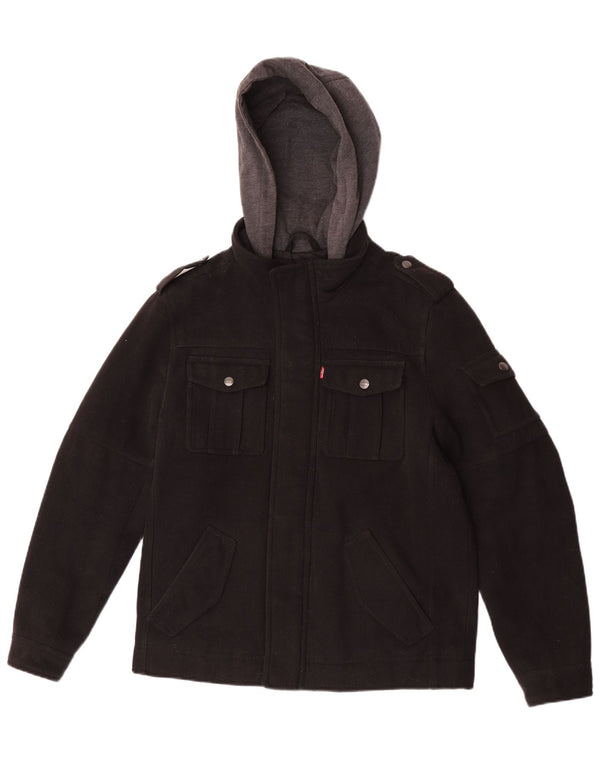 Levi's Chaqueta militar con capucha para hombre UK 36 Small Negro Colorblock Poliéster